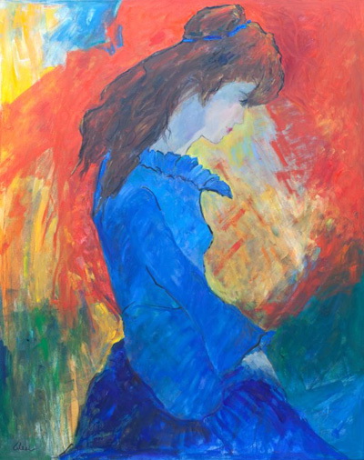 Woman In The Blue Dress 48x60